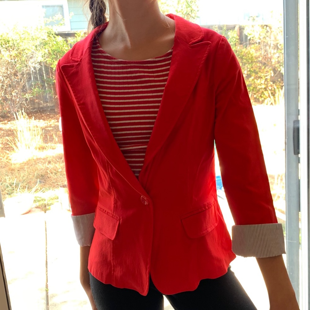 Papaya Red Blazer 3/4 Sleeve